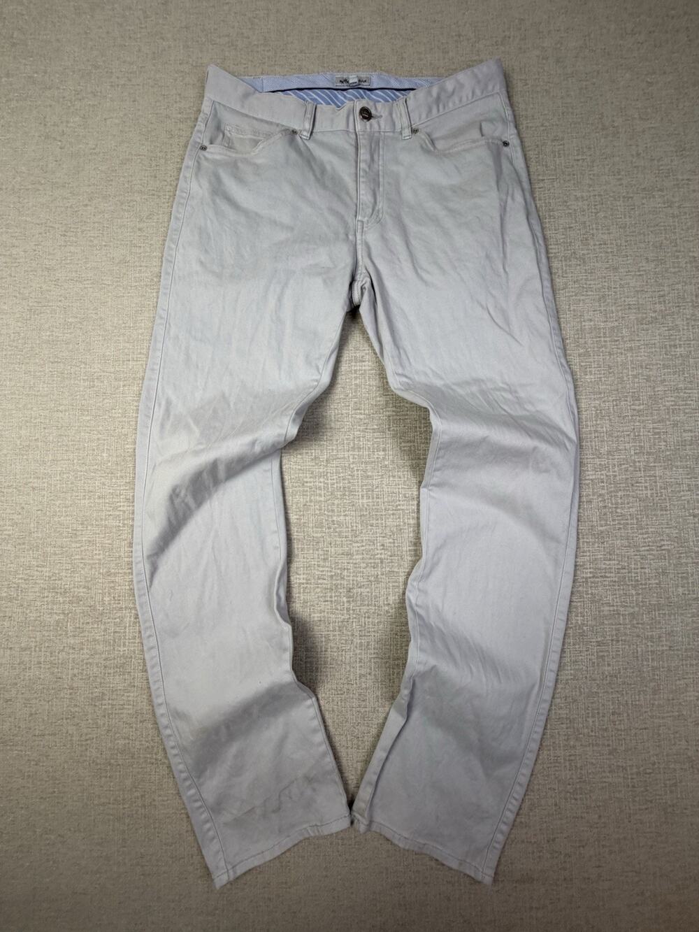 Peter Millar Men’s 32x33 Light Gray Stretch Five Pocket Pants Stains